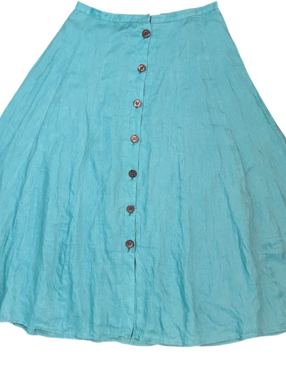 J Jill Linen Turquoise Button-Front A-Line Maxi Skirt Lined Medium - Picture 2 of 8